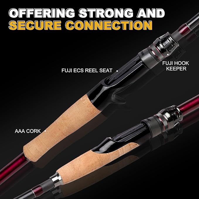 TRUSCEND Craz Easy Control Premium Baitcasting Fishing Rod, 1-Piece Performance Multi-Piece Travel Rod, Sensitive Backbone Tough Fishing Rod with Toray Carbon & Fuji K-Guides for Freshwater Saltwater