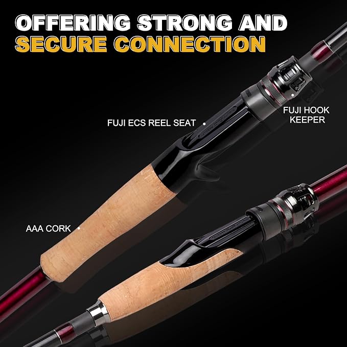 TRUSCEND Craz Easy Control Premium Baitcasting Fishing Rod, 1-Piece Performance Multi-Piece Travel Rod, Sensitive Backbone Tough Fishing Rod with Toray Carbon & Fuji K-Guides for Freshwater Saltwater