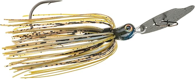 Strike King Thunder Cricket Fishing Lure, Vibrating Swim Jig, Silver Blade, 4/0 Jungle-Style Flipping Hook