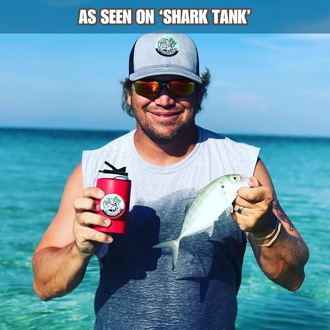 Made in USA | Fishing Can Cooler | Top Camping Essentials, Boat Gifts, Kayak Accessories, and Lake Float Gadget | Great Camper Must Haves | Fun Fishing Gift | Retail Box Packaging | Red