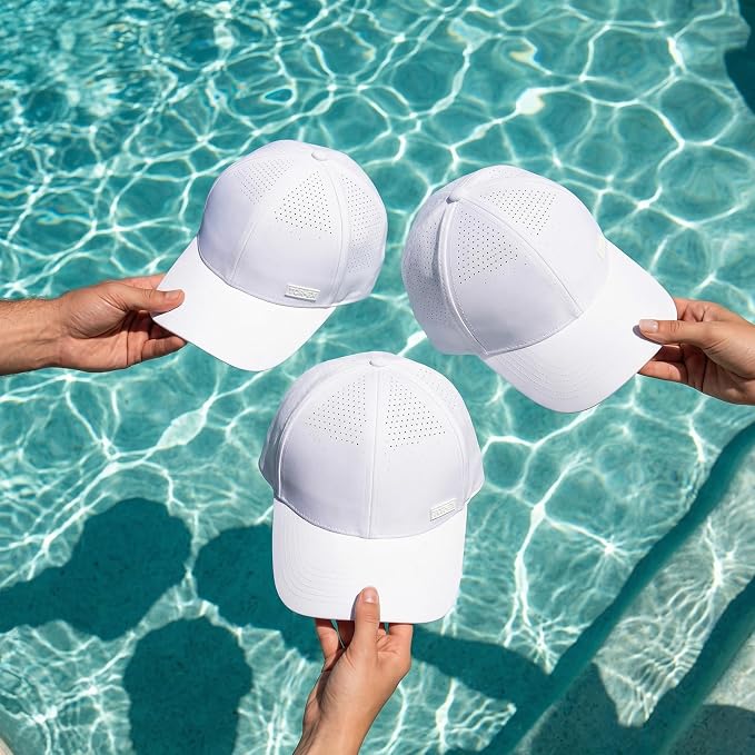 TOP-EX Performance Baseball Cap Water-Resistant Beathable Golf Running Cap Laser Cut Mesh Ball Curved Brim Snapback Hat