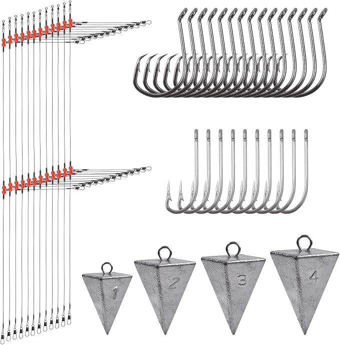 Surf Fishing Tackle Kit Surf Fishing Rigs Double Hook Bottom Rigs Hi-Lo Rig Fishing Leader Rig Pier Fishing Catfishing Bottom Fishing Beach Ocean Saltwater Fishing Rigs