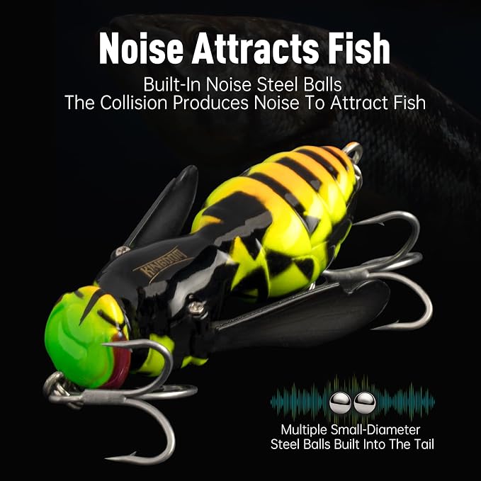 Kingdom Wasp Craw Bait Insect Bionic Floating Fishing Lures Swimbaits Hard Artificial Baits Lure for Freshwater and Saltwater Bass Carp Pike Walleye Fishing ABS Material Carbon Steel Three Book Hook