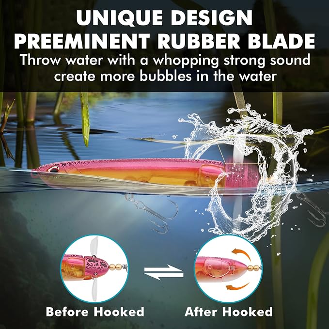 TRUSCEND Popobait Easy Catch Fishing Lures with BKK Hooks, Instant Startup, Longer Cast, Balanced Spray/Sound/Swim, Plopper Topwater Lures for Bass, Trout, Pike, Walleye, Freshwater Saltwater Fishing