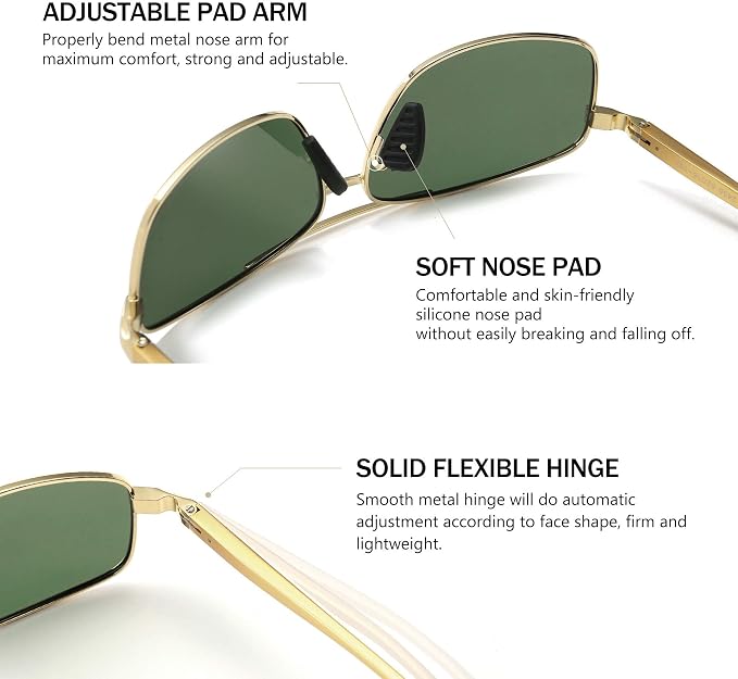 SUNGAIT Ultra Lightweight Rectangular Polarized Sunglasses Men UV400 Protection