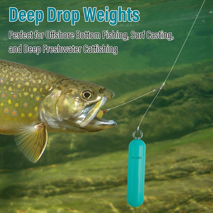 Dr.Fish Lead Free Fishing Weights, 200g-1000g Heavy Sinkers Eco-Friendly Cylindrical Deep Drop Weights Steel Sinkers for Saltwater Grouper, Drum, Pompano Bottom Fishing