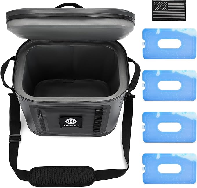 Vogano 40 Can Soft Cooler Bag - Insulated Leak-Proof Large Cooler Bag with Roll-Top Waterproof Seal | Portable Ice Chest for Camping, Beach, Travel, Picnics | 24HR Cold Retention