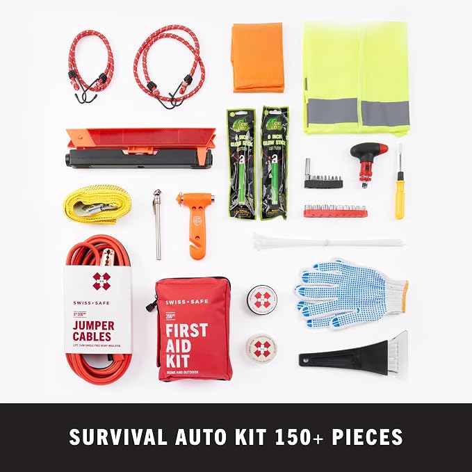 Swiss Safe 2-in-1 First Aid Kit for Car, Travel & Home, Businesses - Bonus Mini Kit for Medical Emergency Aid, Survival, Camping - 233 Piece, Car FAK