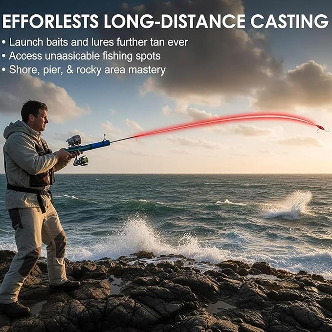 Fishing Catapult Rod, 2026 Upgraded Slingshot Fishing Reel, Professional Fly Fishing Rod, Portable Catapult Fishing Lure Angling Tools for Beginners, Cast Farther with Zero Effort