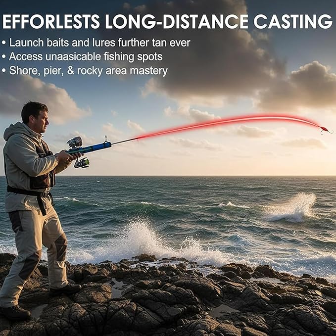 Fishing Catapult Rod, 2026 Upgraded Slingshot Fishing Reel, Professional Fly Fishing Rod, Portable Catapult Fishing Lure Angling Tools for Beginners, Cast Farther with Zero Effort
