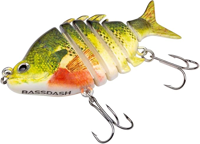 Bassdash SwimPanfish 0.34oz Hard Swimbaits Multi Jointed Topwater Trout Bass Fishing Crank Lure for Freshwater and Saltwater