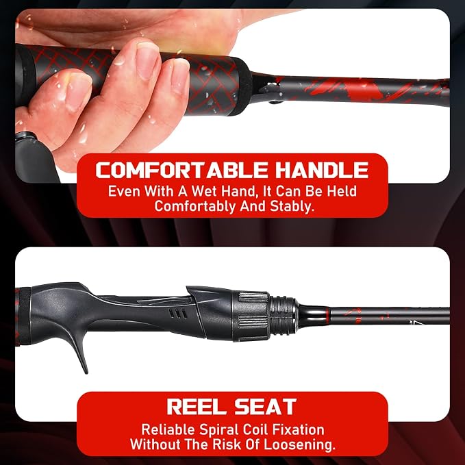 Sougayilang Fishing Rod and Reel Combo, Baitcasting Combo, Baitcaster Reel with 2-Piece Durable Carbon Fiber Casting Rod for Freshwater