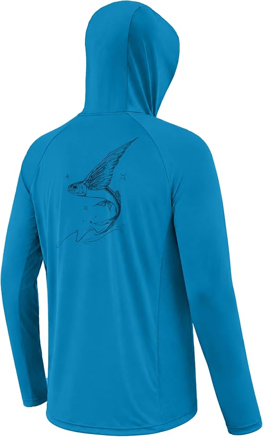 Men's UPF 50+ Long Sleeve Fishing Hoodie, UV Protection Sun Shirt with Hood Mask, Hooded Graphic Shirts for Outdoor