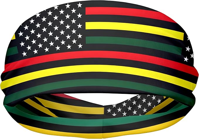 Flag Headbands for Men Women, Moisture Wicking Sweatband Breathable Sports Headwrap, Non-Slip Stretchy Fitness Hair Band