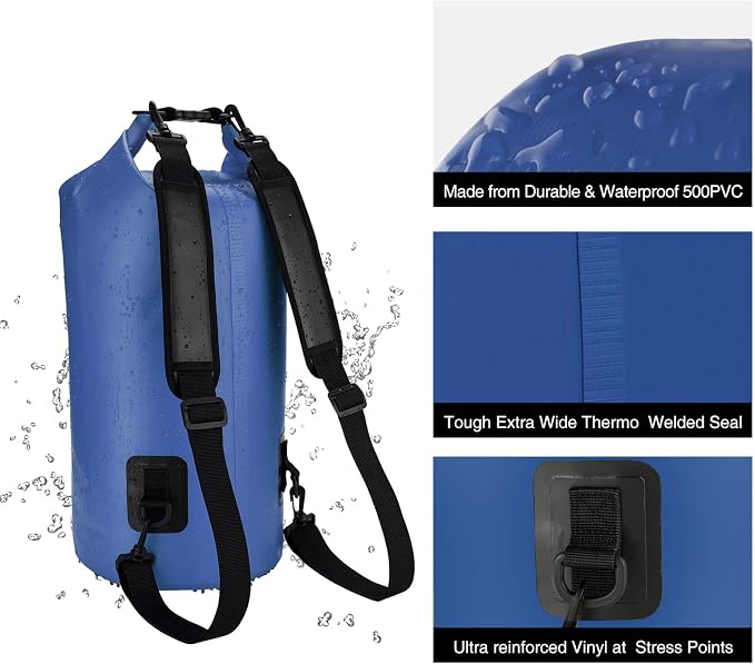 Piscifun Dry Bag, Waterproof Floating Backpack 10L/20L/30L/40L with Waterproof Phone Case for Boating, Kayaking, Fishing
