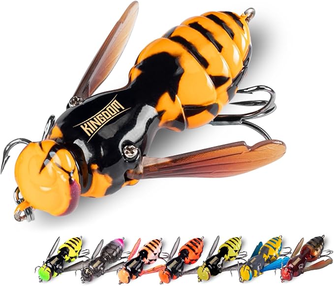 Kingdom Wasp Craw Bait Insect Bionic Floating Fishing Lures Swimbaits Hard Artificial Baits Lure for Freshwater and Saltwater Bass Carp Pike Walleye Fishing ABS Material Carbon Steel Three Book Hook