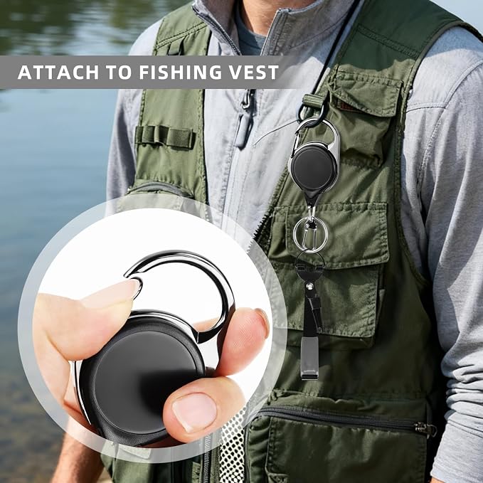 Fishing Fly Fishing Zinger Retractor, Fishing Knot Tool,Line Clipper Retractor for Fly Fishing, Freshwater Saltwater Angler Accessories Lightweight Durable Design