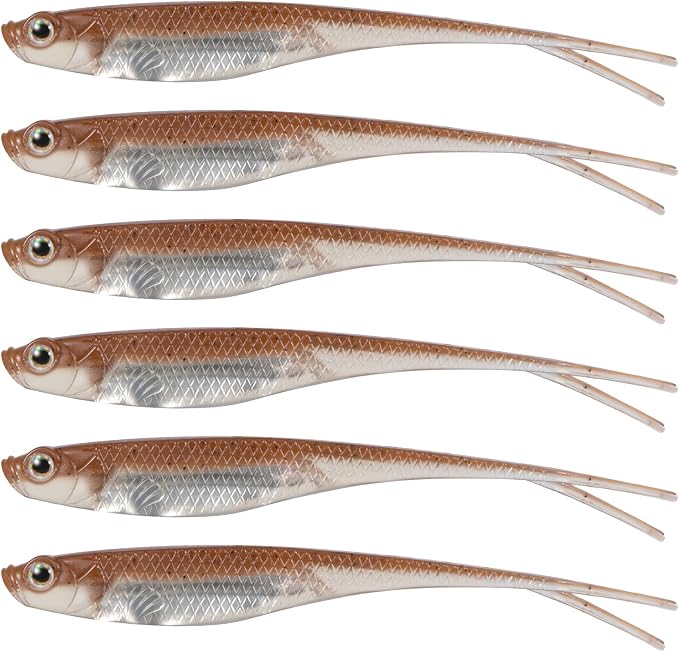 Dr.Fish Soft Plastic Baits, Fork Tail Soft Jerkbait Minnow Lures, 3 to 4-3/4 Inches Soft Swimbaits Jerk Shad Baits Crappie Bass Fishing Lures