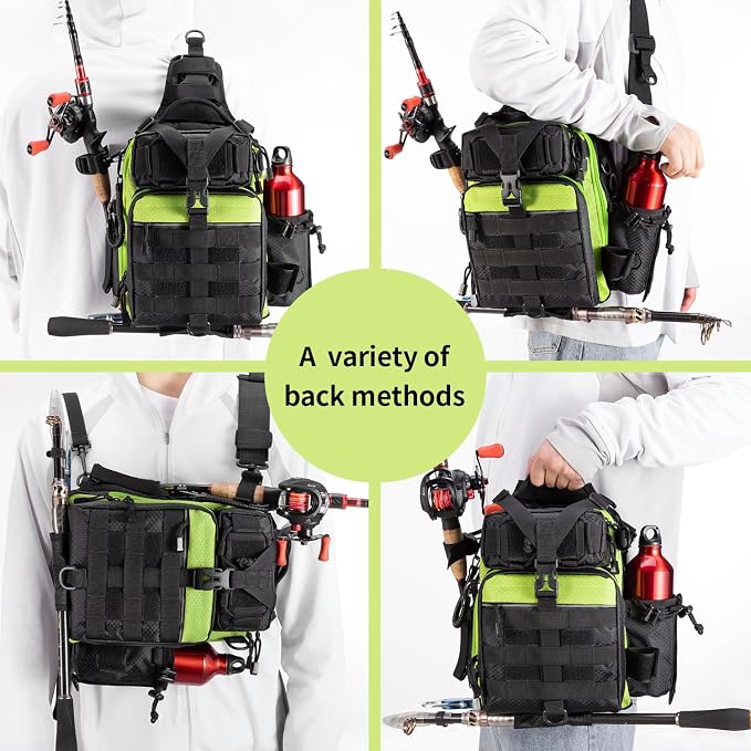 BLISSWILL Outdoor Tackle Bag - Large Water-Resistant Fishing Backpack