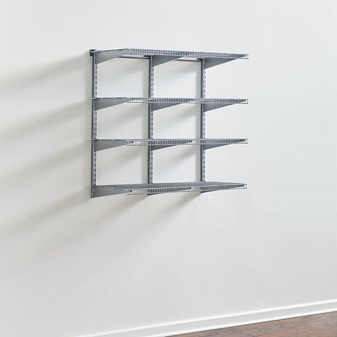 Rubbermaid 36" Pantry Organization Shelf System, Direct Wall Mount, 4 Shelves and Mounting Hardware Kit Included, Satin Nickel, Wire Shelving System for Home/Pantry/Closet