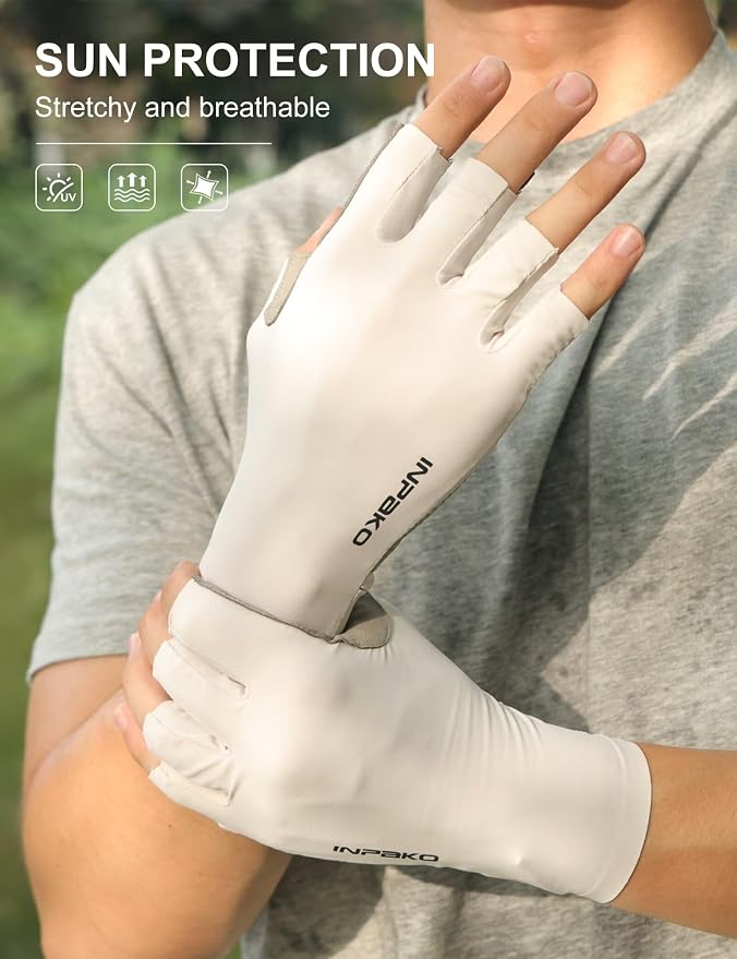Fishing Gloves, Lightweight Non-Slip Fingerless Gloves,Hook Loop, UPF 50+ Sun Protection,for Unisex Fishing