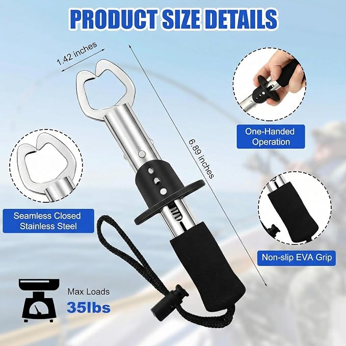 VioraWhite 8 Pieces Fishing Tools Kit Fish Hook Remover Set Include Fishing Pliers Lip Gripper Multifunction Scissors Gloves Towel Keychain Hook for Men Women Gifts