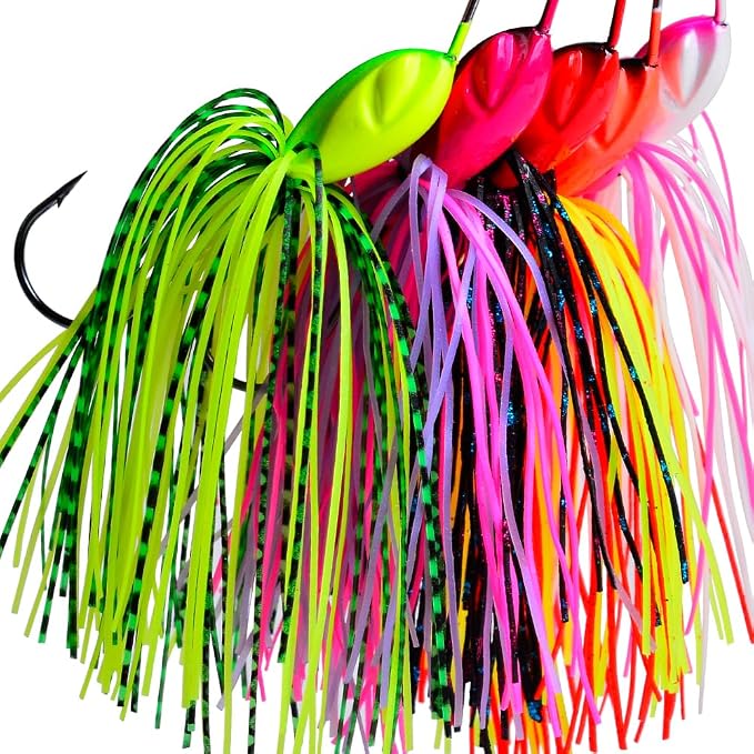 Spinnerbait Fishing Lure, Hard Metal Jig Spinner Baits Kits Swimbait for Bass Trout Pike Salmon Walleye Freshwater Saltwater 5pcs/Pack