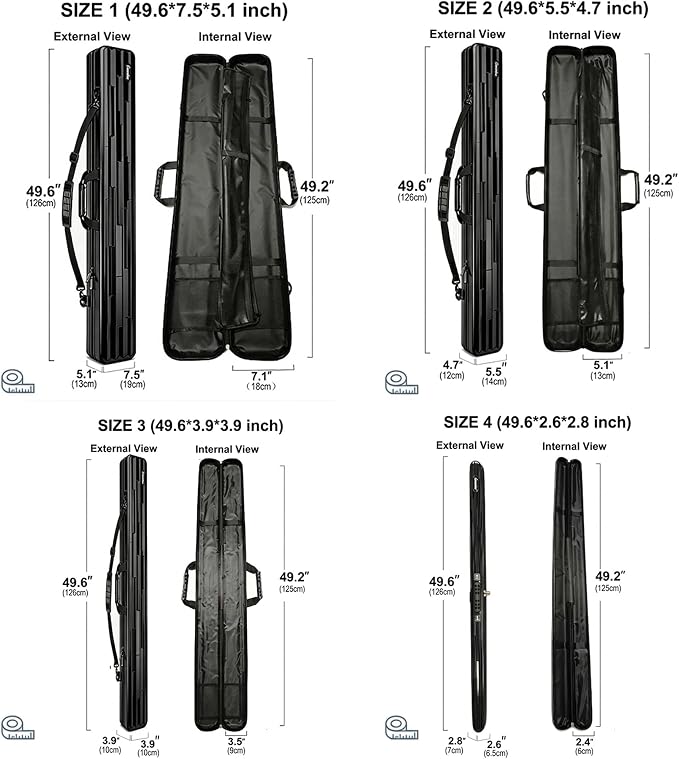 Hard Shell Fishing Rod Case, 50" Protective Rod Tube (4-in-1 Set) for 7ft 2-Piece Rods, Crushproof & Water-Resistant Travel Carrier, Heavy-Duty Storage for Bass, Fly & Saltwater Fishing