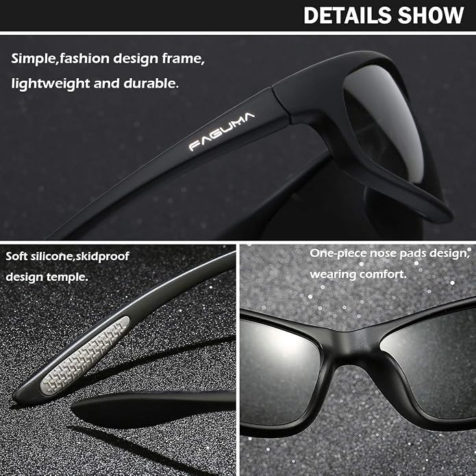 FAGUMA Polarized Sports Sunglasses For Men Cycling Driving Fishing UV400 Protection