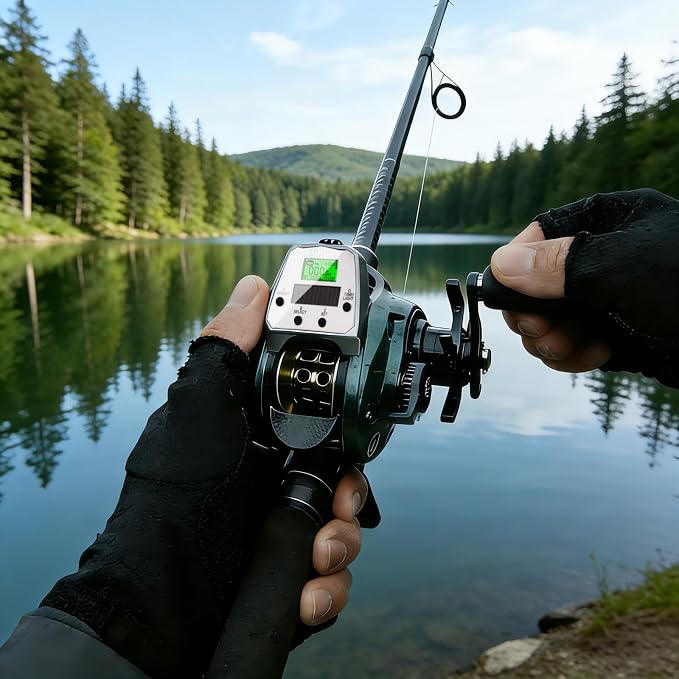 Digital Baitcasting Fishing Reel with LCD Display,8 oz Ultralight Electric Baitcaster Reel, 22-35 Lb Max Drag,6.3:1/7.2:1 Gear Ratio,Left/Right Handed,Compact Design for Freshwater & Saltwater