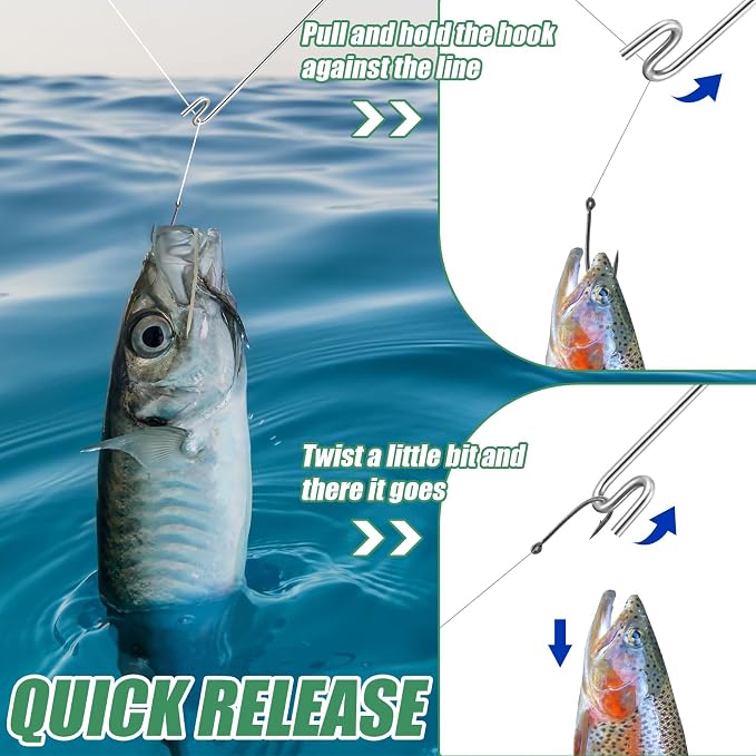 Sotiff 2 Pcs 12 in Stainless Steel Fish Hook Remover Tools Summer Fishing Hook Quick Removal Device Saltwater Dehooker Aluminum and Fish Dehooker for Fisherman
