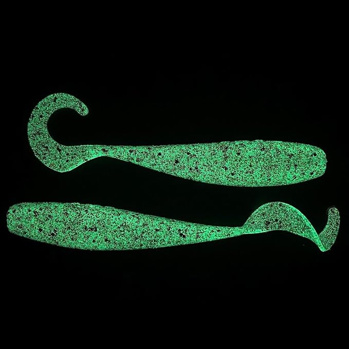 A.M. Fishing Curly Tail Jerkshad 4 Inch Soft Baits Garlic Infused,– 8 Pack – Saltwater & Freshwater Fishing Lures for Bass, Redfish, Snook, and Trout