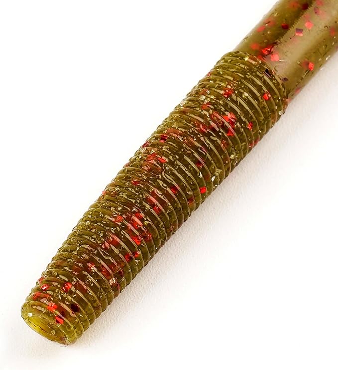 Senko Bait Soft Plastic Lures 5" Senkos 24 Pcs/100pcs for Wacky Rig Freshwater Fishing Green Pumpkin senko with Black Flake Pink Watermelon Double Color