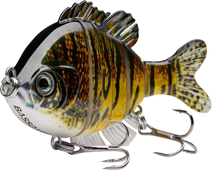 BASSDASH SwimPanfish Multi Jointed Panfish Bluegill Swimbaits Hard Topwater Bass Lures Fishing Lure Crank Saltwater 3.5in/0.85oz,Pack of 4