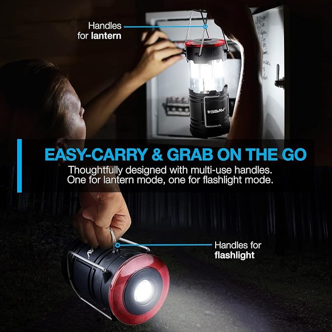 2 Pack LED Camping Lantern Cum Flashlight, LED Lanterns, Suitable Survival Kits for Hurricane, Emergency Light for Storm, Outages, Outdoor Portable Lanterns | Batteries Included