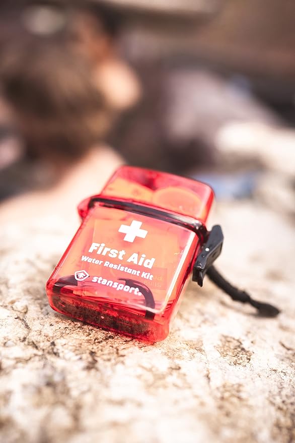 Stansport Water-Resistant Emergency First Aid Kit Red 4.7" L x 3.9" W x 1.5" H