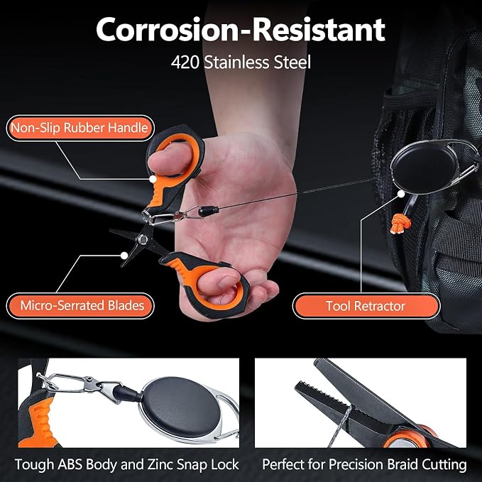NEW VIEW 9pc Saltwater Fishing Tools Combo - Portable Fishing Tool Kit with Carry Pouch - Fillet Knife, Pliers, Braid Scissor, Sharpener, Hook Remover - Fishing Gifts for Men