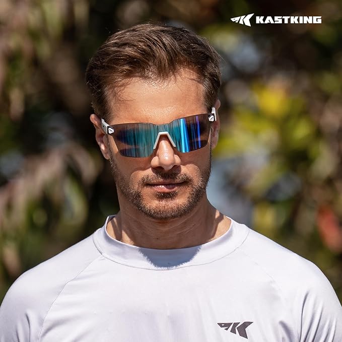 KastKing Tarkio Polarized Fishing Sunglasses, Large Single PC Lenses, Rimless Wrap Design, UV400 Protection Sports Sunglasses