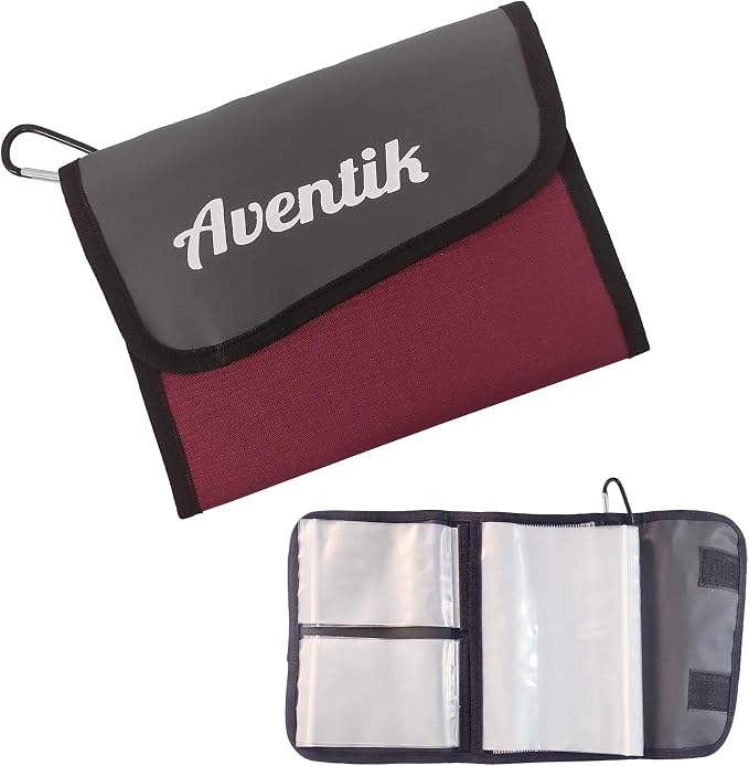 Aventik Fishing Tackle Organizer Case Soft Bait Binder Plastic Baits and Tackle Organized Removable Storage Pockets (L:Dark Red)