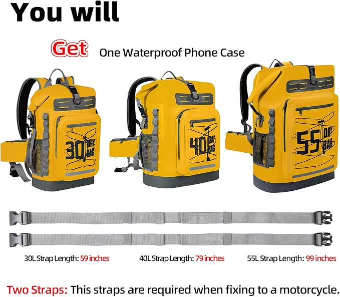 MORXPLOR Dry Bag Waterproof,5L/10L/20L/30L/40L/55L Roll Top Dry Bag Backpack with WaterProof Phone Case for Swim,Kayak