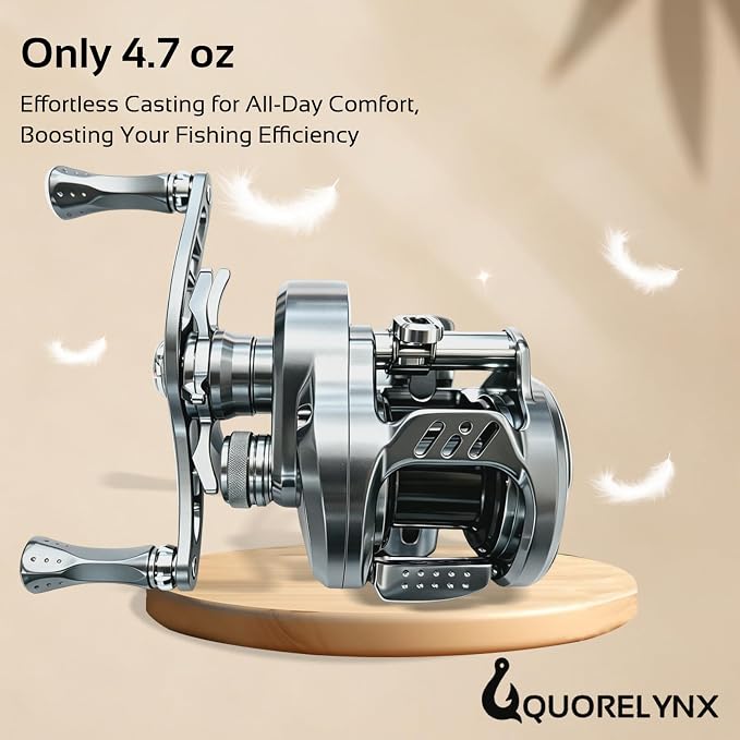 Ultralight baitcaster BFS Round Reel, 4.7oz CNC Aluminum Body, 8.1:1 Gear Ratio, Magnetic Brake, 12+1 BB, Lure Cast from 1/37oz, 8LB Max Drag, Backlash Prevention
