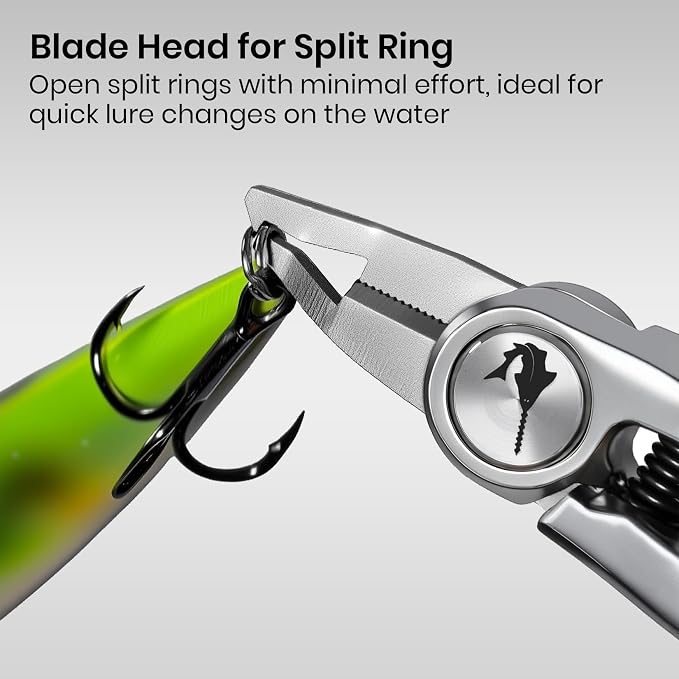 Pristis 4-in-1 Fishing Line Cutter, Fly Tying Scissors with O Ring Spliter, Nippers, Lure Eye Cleaner and Hook Sharpner Kit, Stainless Steel Braided Mono Fluoro Clippers, Pliers Tool Accessories