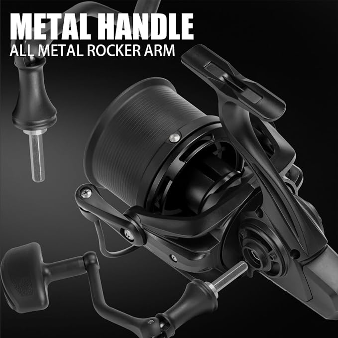 Heavy Duty Spinning Reel Metal Body with CNC Machined Spool 55LB Max Drag 6/8+1 Bearings Ultra Smooth 4.6/4.8:1 High Speed Gear Ratio Saltwater Freshwater Fishing Reel for 8000 to 14000 Series