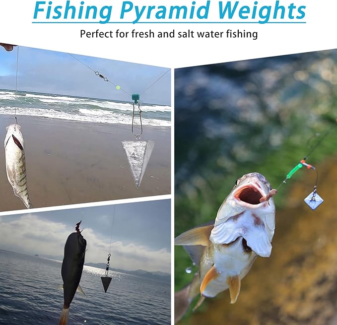 Pyramid Sinkers Fishing Weights, Saltwater Surf Fishing Sinkers Triangle Fishing Weights for Ocean Saltwater Surf Fishing Gear Tackle 1oz 2oz 3oz 4oz 5oz 6oz 8oz