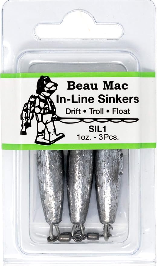 Beau Mac in-Line Sinker | SIL | Precision Weighted Drift Fishing Sinker for River, Stream, & Float Fishing | Durable | Ideal for Steelhead, Salmon & Trout