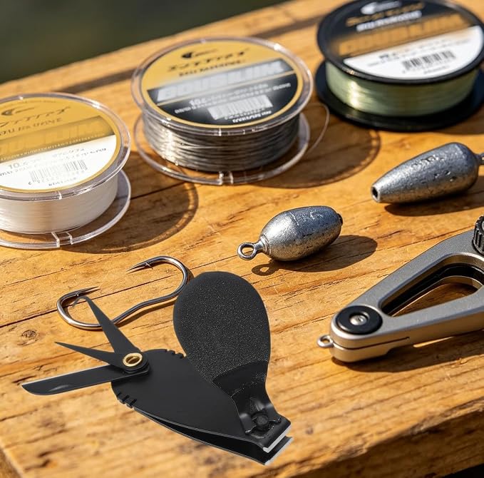 Fishing Line Cutter 2Pcs, Multifunctional Fly Fishing Nippers, Portable Knot Tying Tool Accessory Easy Use, Built in Line Pick Lure Tuning and Knife, 2.4 x 1 x 0.6in