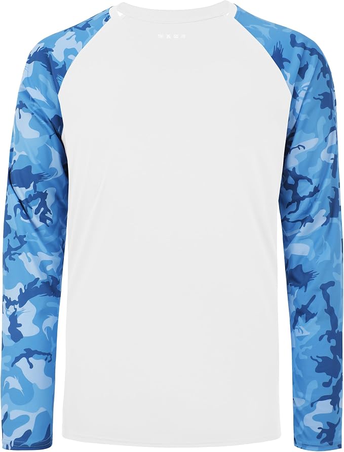 FISHEAL Men's Long Sleeve Fishing Shirts, UPF 50+ Camo Sun Protection Rash Guard, UV Shirt for Swimming Hunting Outdoor