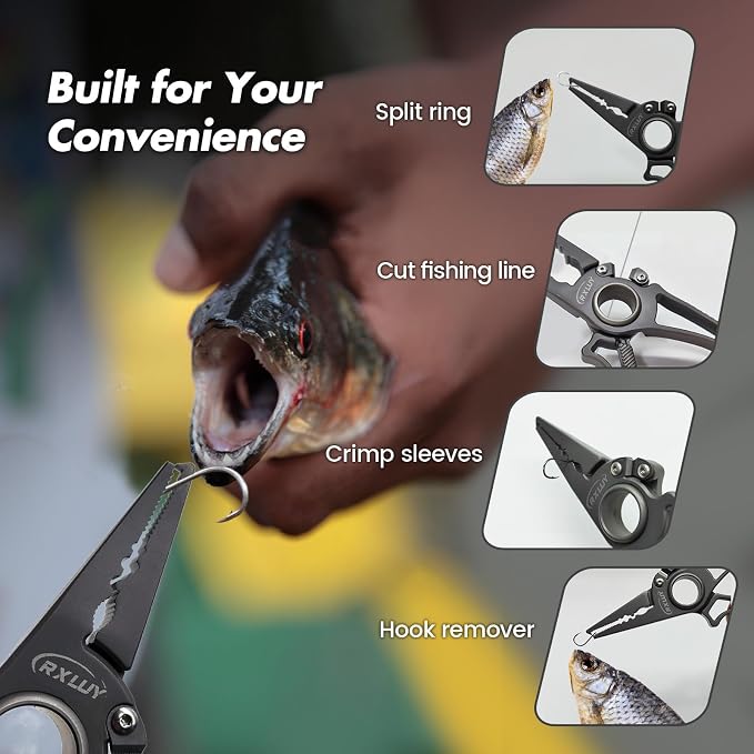 Titanium Fishing Pliers, Premium Saltwater Fishing Gear, Tungsten Cutters, Split Ring Hook Remover, Knot Tying Tool with Lanyard, Ice Fishing, Sea Fishing Kit Gifts for Men