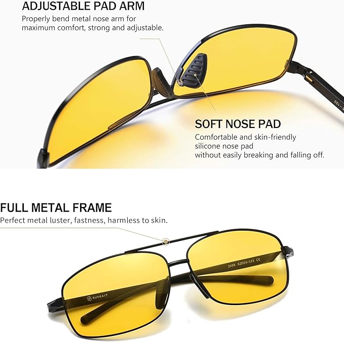 SUNGAIT Ultra Lightweight Rectangular Polarized Sunglasses Men UV400 Protection