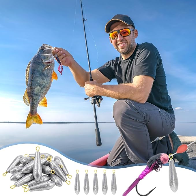 Landhoow Drop Shot Fishing Sinker Weights Kit Freshwater Catfishing Fishing Sinker Bass Casting Removable Line Saltwater Streamlined Snap Weight for Trolling Surf Tackle